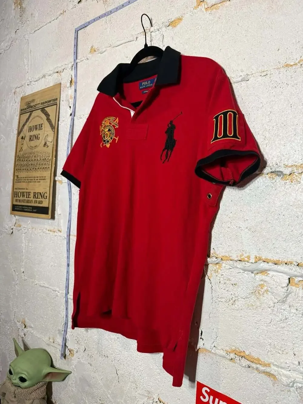 Polo Ralph Lauren Big Pony Snow Polo Challenge Cup Custom Fit Polo Shirt Red Siz